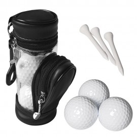 Golf Balls and Tees Pouch Bag Storage Case Holder with 3 Balls and 3 Tees Set