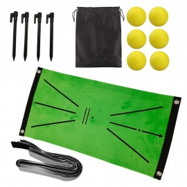 Golf Hitting Mat for Swing Detection Batting Portable Golf Practice Training Aids Rug 24x12 Inch with 6 Golf Balls for Home Office Outdoor